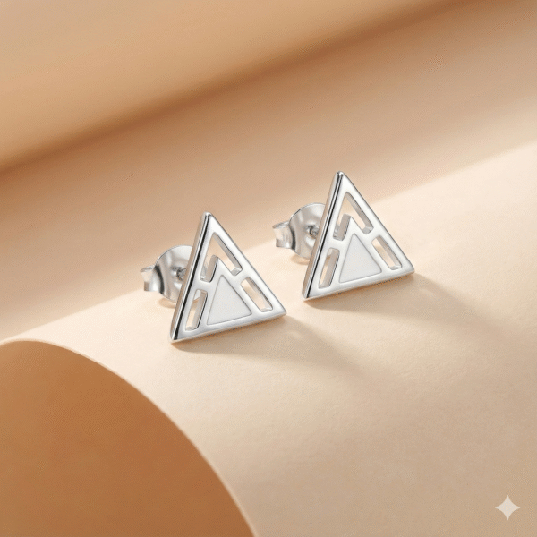 Minimalist Triangle Silver Stud Earrings