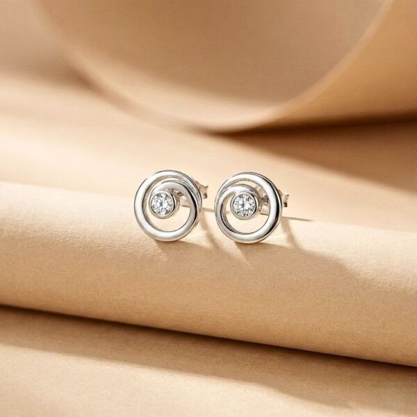 Eternal Swirl" Stud Earrings with Solitaire Zirconia