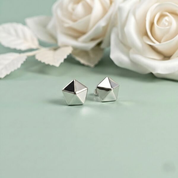 3D Geometric Pentagon Stud Earrings