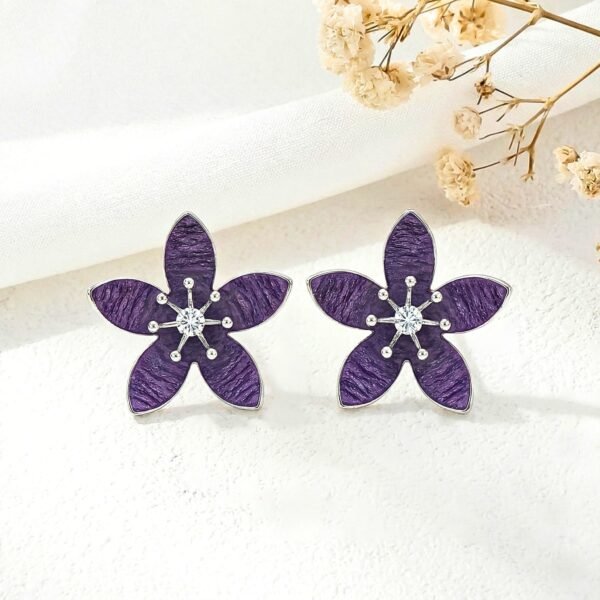 Purple Textured Flower Stud Earrings