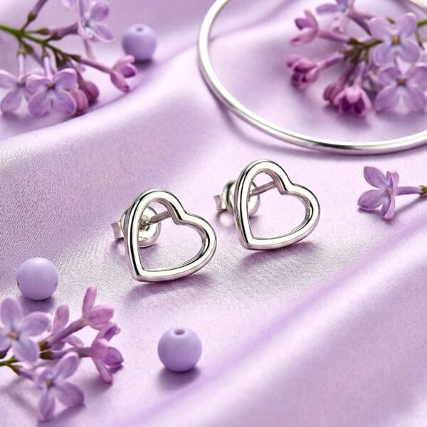 Open Heart Stud Earrings – Polished & Hypoallergenic