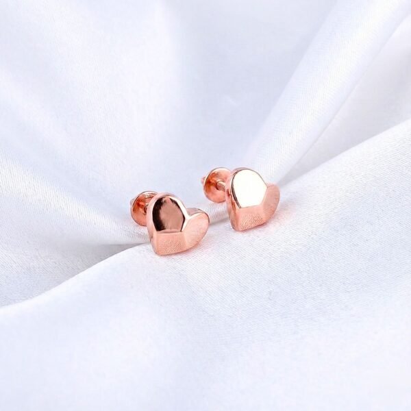 Rose Gold Plated Sterling Silver Heart Stud Earrings