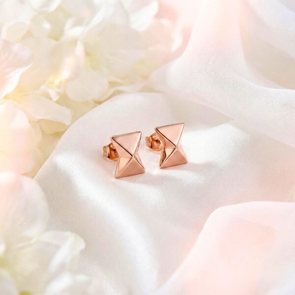 Geometric Hourglass Stud Earrings – Modern Double Pyramid Design