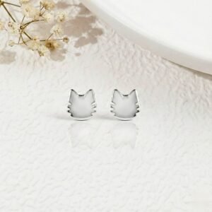 Crescent Moon Stud Earrings with Solitaire Cubic Zirconia