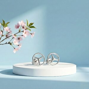 Three-Pointed Star Stud Earrings – Iconic Luxury Automotive Emblem Jewelry