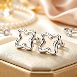 Hollow Quatrefoil Stud Earrings for Women & Girls
